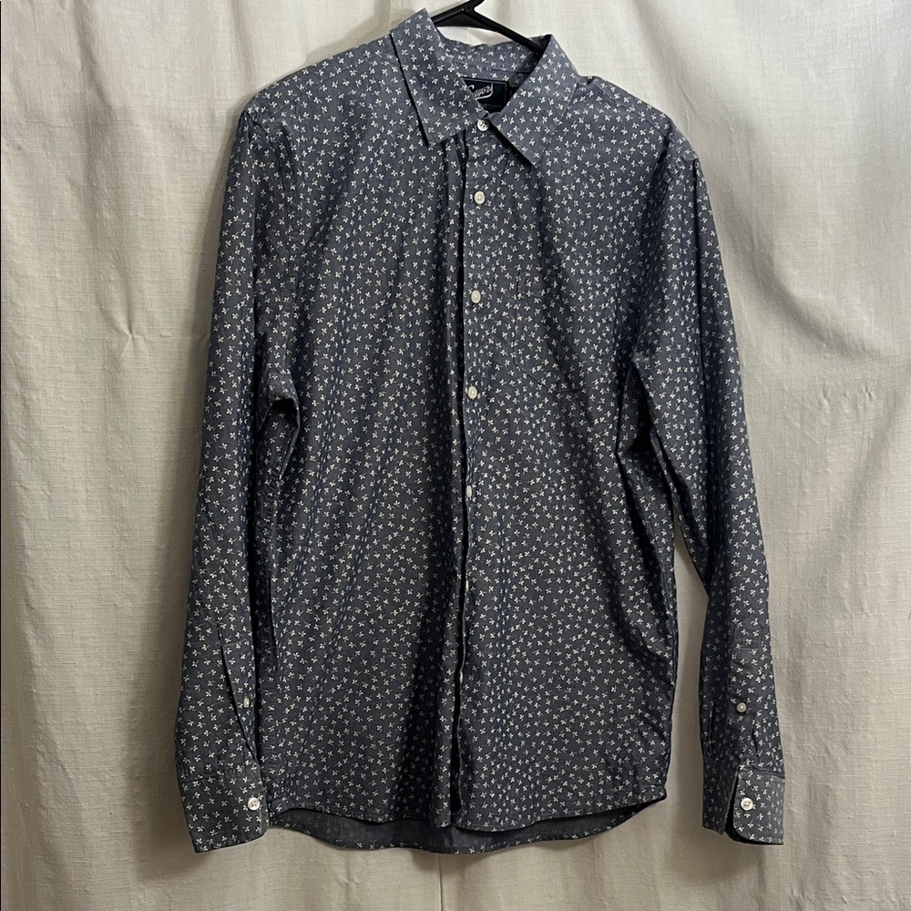 Grayers Dark Blue Patterned Button Down Shirt - image 1